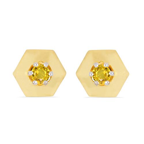 14K GOLD NATURAL YELLOW SAPPHIRE SINGLE STONE EARRINGS